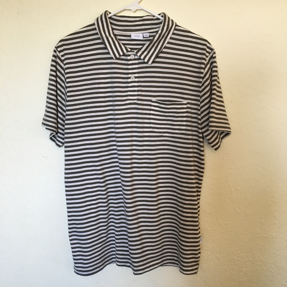 Onia men's everyday striped polo shirt. Size M.